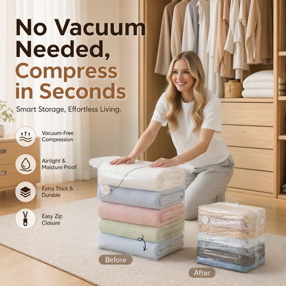 🥳2026 HOT SALE🥳💞50K+ SOLD!Doryma® No‑Pump Vacuum Storage Bags – Press & seal, no pump needed. Saves 80% space, keeps clothes dry & dust‑free. Perfect for bulky bedding & off‑season gear. 🛏️🗄️