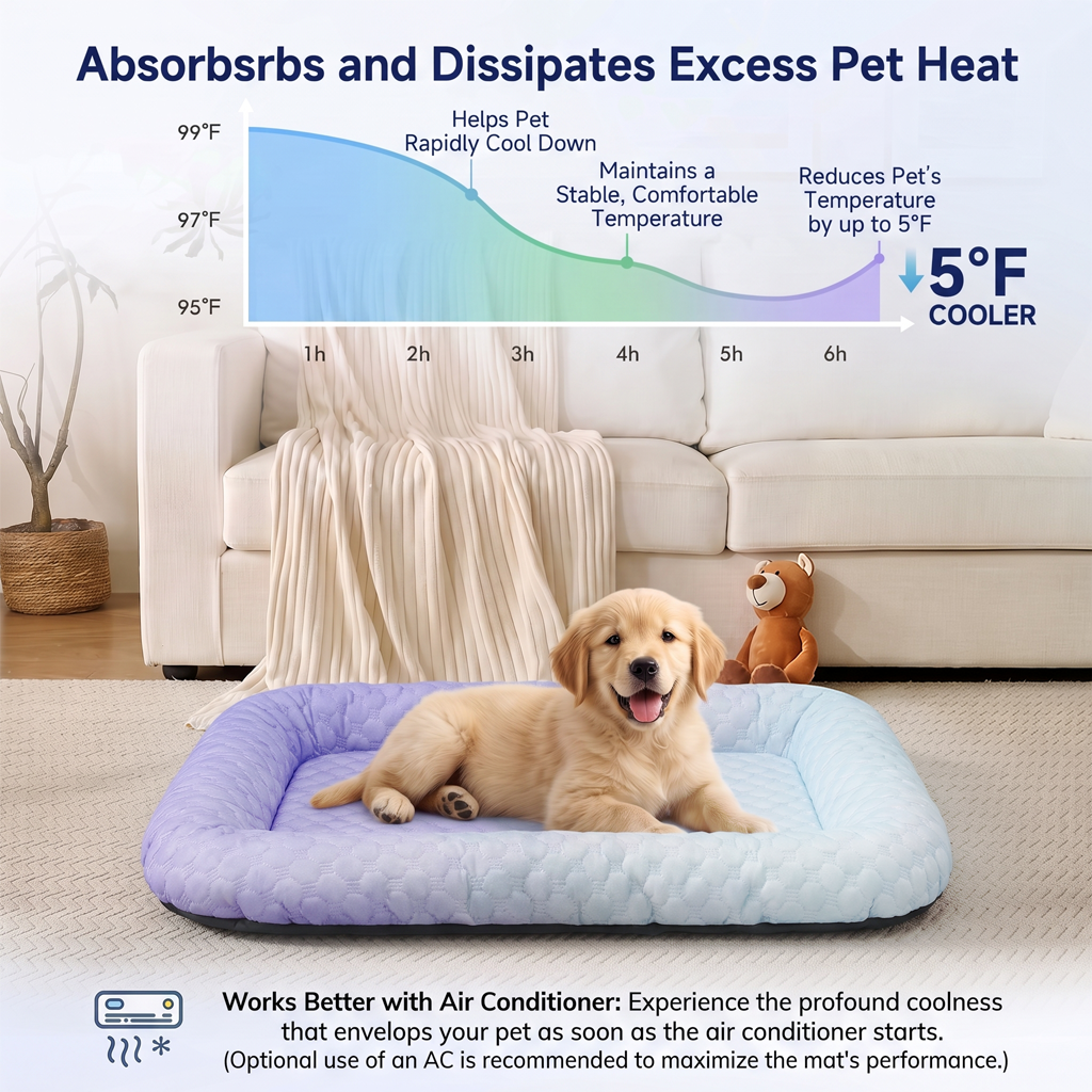 upsell❄️Pet Cooling Mat for Dogs & Cats 🐾  Naturally Cool Ice-Silk Pad • Breathable, Washable & Soft (Copy)