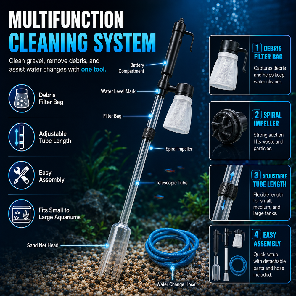 🔥Electric Aquarium Gravel Cleaner – Keep Your Fish Tank Crystal Clear Effortlessly 🐠✨