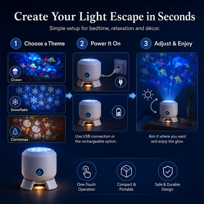upsell🥳Doryma®2026 HOT SALE🥳💥🌈 50% OFF! Dynamic Rotating LED Light Projector – Calm & relaxation for your home. Gentle moving lights ease restless nights. Perfect for bedroom or living room. 🌙✨ (Copy)