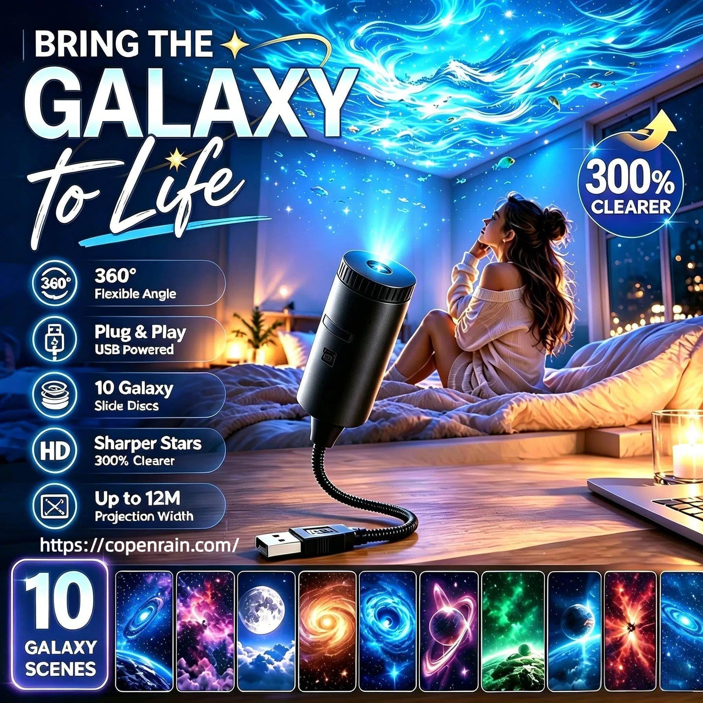 upsell🥳2026 HOT SALE🥳💥🌈 50% OFF! Doryma® Smart Galaxy Ocean Projector – Stunning Sky Effects at Home (Copy)