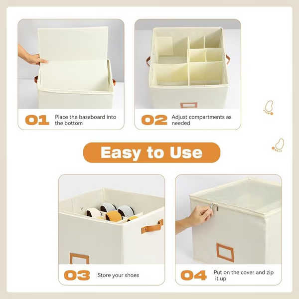 Doryma®🔥Oxford Fabric Foldable Design Shoe Organizer, Storage Box